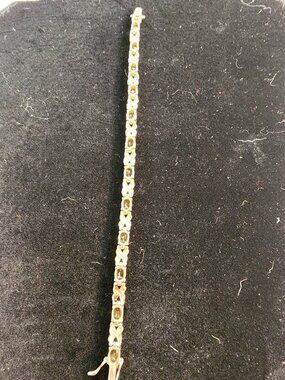 Vintage Silver and Citrine-Colored Stone Bracelet